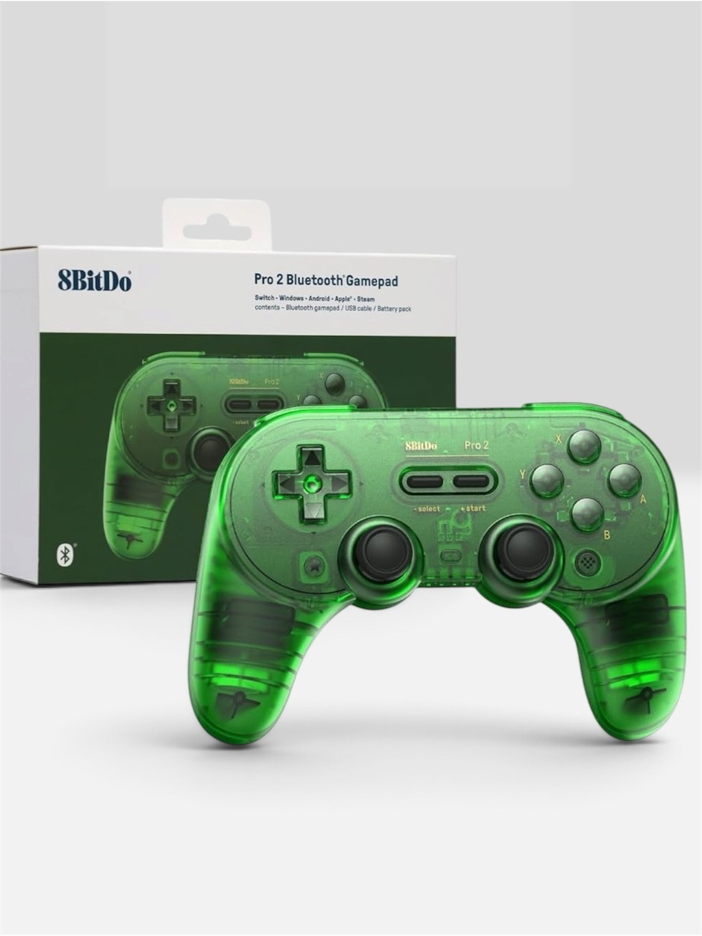 8Bitdo Pro 2 Bluetooth Controller Hall Effect Joystick(Transparent green)